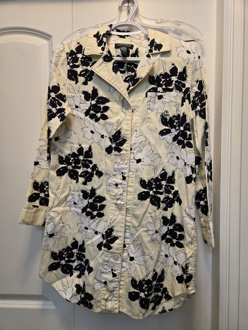 Lauren Ralph Lauren Black & Cream Floral Button-Up Tunic